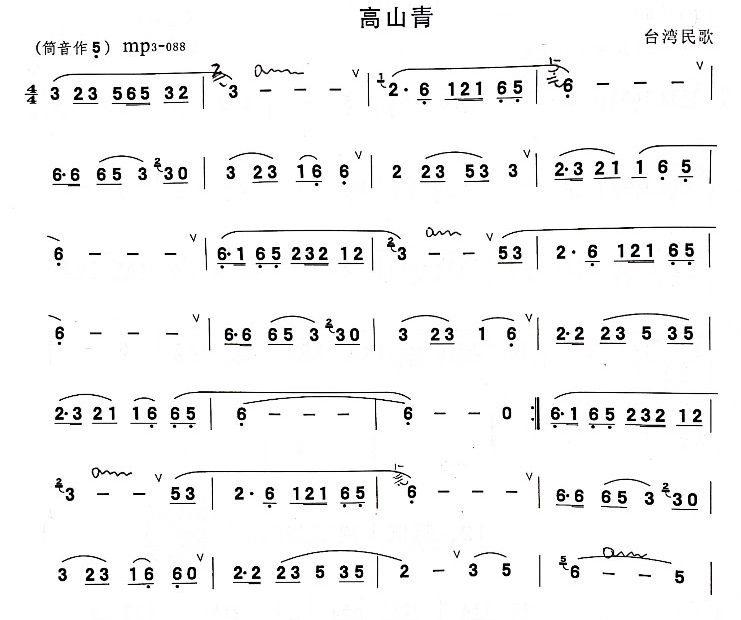 高山青 葫芦丝曲谱简谱缩略图